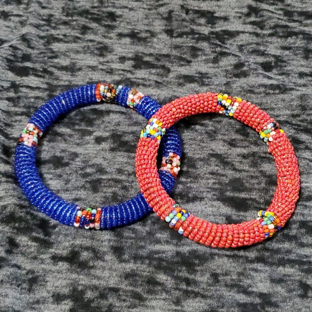 Beaded bangle bracelet set